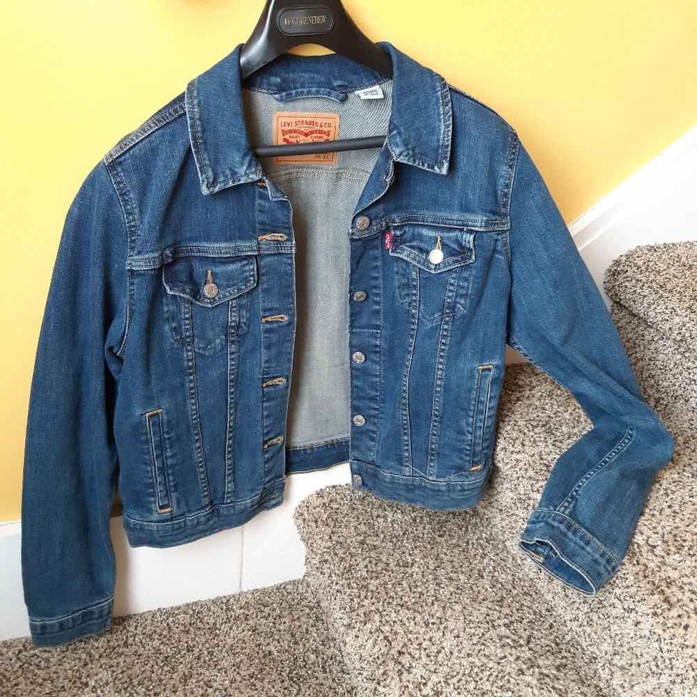 Levi Strauss jean jacket stretch denim womens XL